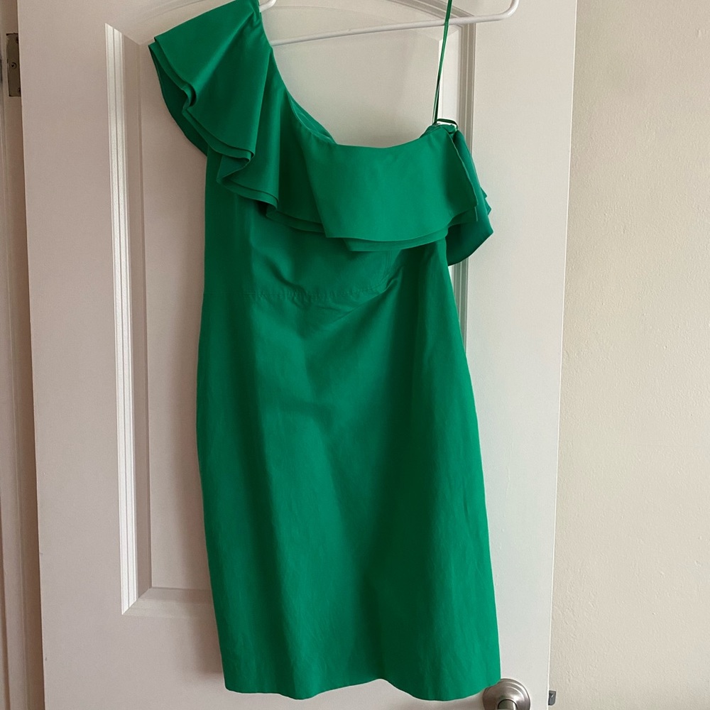 Jcrew green one shoulder dress